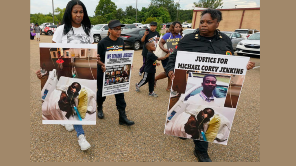 Activists march in the direction of the Rankin County Sheriff's Office in Brandon, Mississippi. They known as for the termination and prosecution of Rankin County Sheriff Bryan Bailey for strolling a law enforcement branch this is accused of terrorizing and brutalizing minorities.